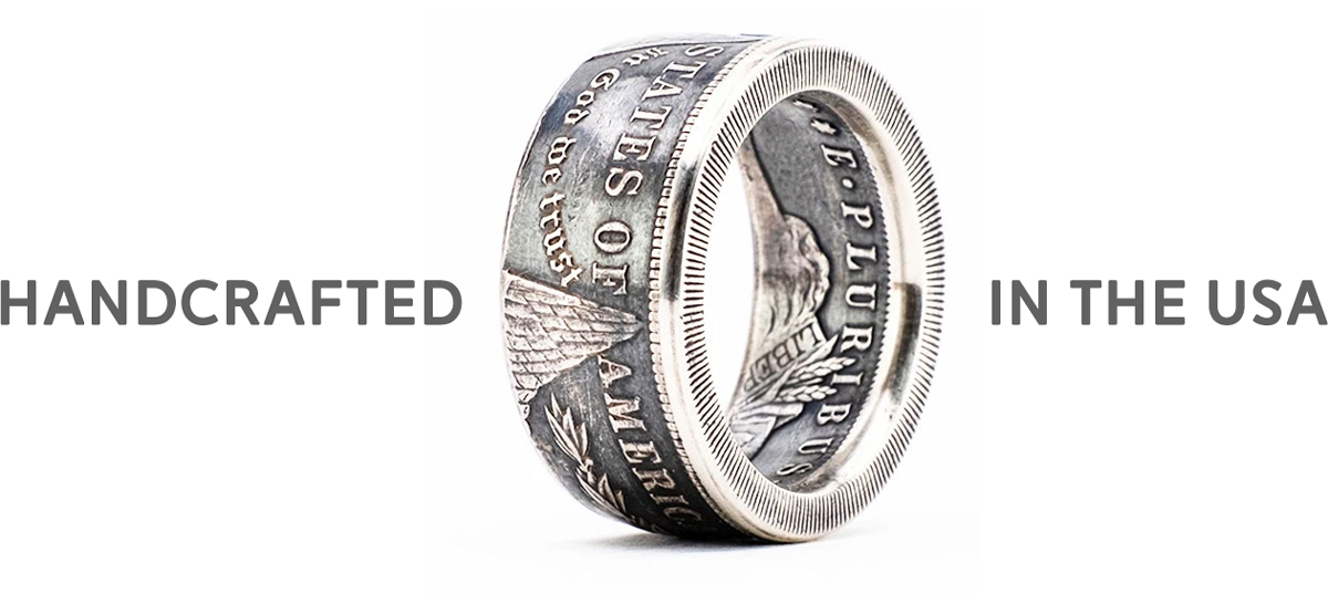 Silver dollar mens on sale ring